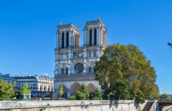 façade de la cathédrale Notre-Dame de Paris depuis le Petit Pont