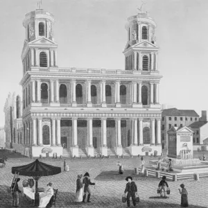 Église et place Saint Sulpice au 19e siècle