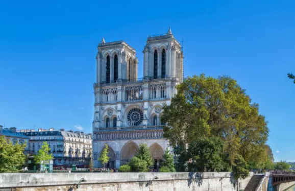 façade de la cathédrale Notre-Dame de Paris depuis le Petit Pont