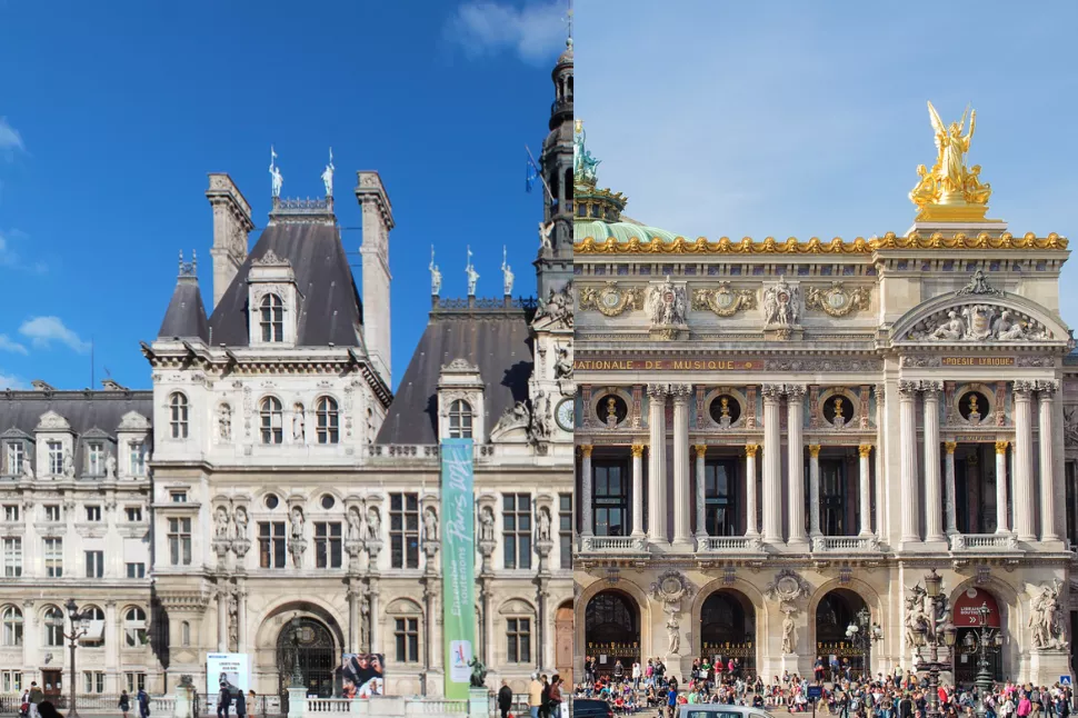 Façades de l'Hotel de ville et de l'Opéra Garnier © Whatizis